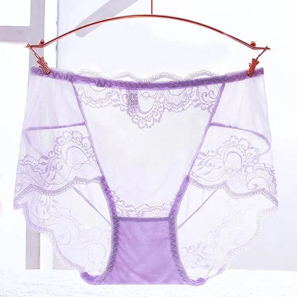 WTEMPO Большой размер, однотонное кружевное нижнее белье со средней талией, женские тонкие хлопковые дышащие повседневные дешевые сетчатые трусы с промежностью