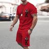 Men's Summer Leisure Sports Running Set Oversized Men's Refreshing Top Y2K Style Printed 3D Poker Pattern Fashion Set