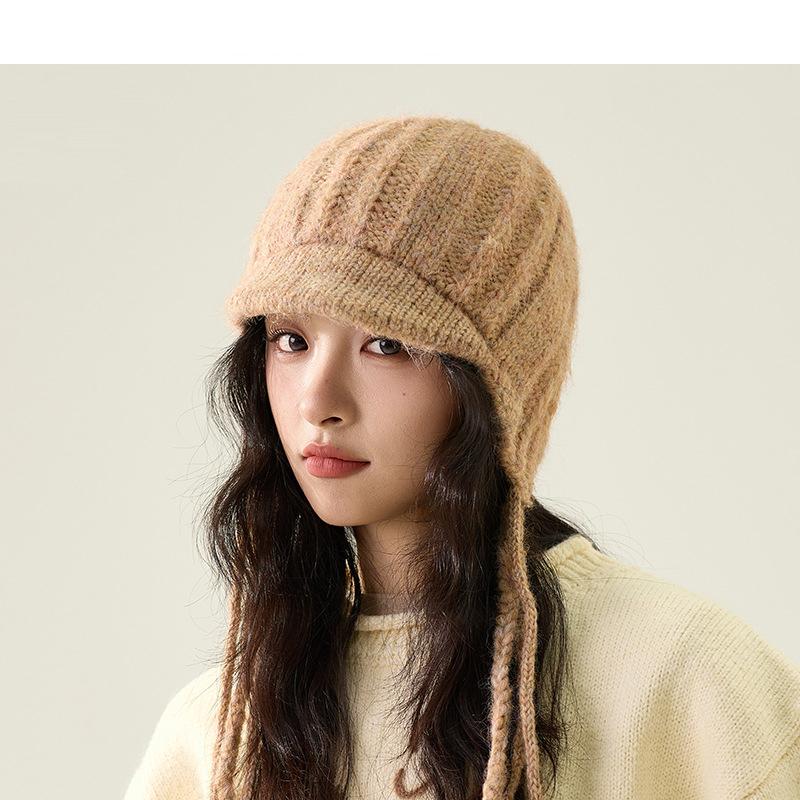 Knitted Hat Women's Duck Tongue Wool Hat Ear Bag Thick Flying Hat