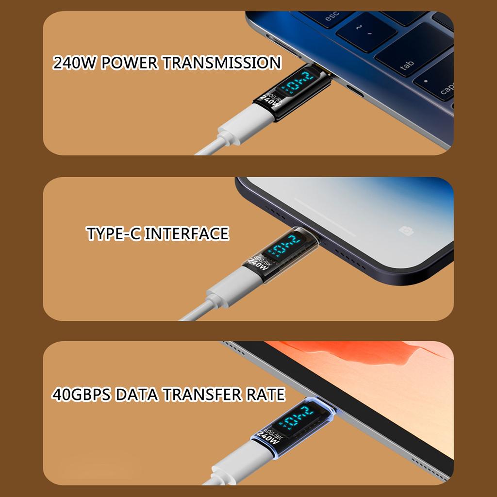 Быстрый 240 Вт разъем типа C, мощный USB-адаптер C со светодиодным индикатором, поддерживает видео 8K60 Гц и передачу данных 40 Гбит/с