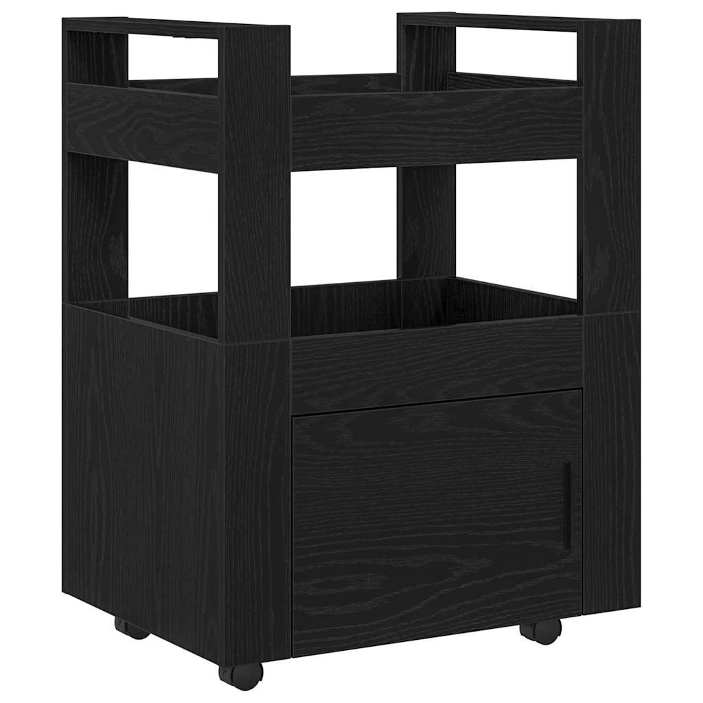 Kitchen Trolley Black Oak Effect 60 x 45 x 80 cm