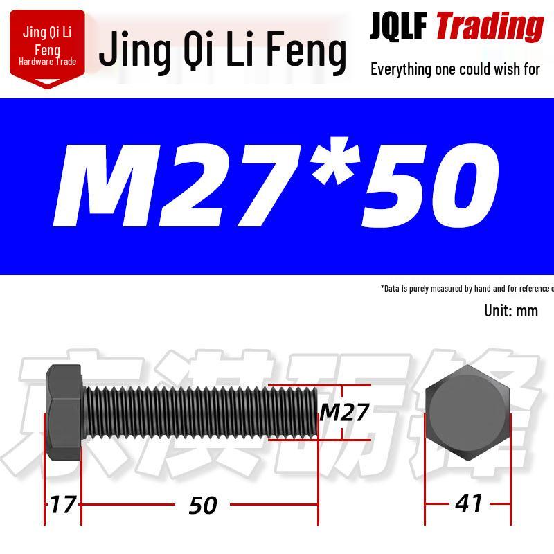 12.9 Grade High-Strength Blackened Hex Bolt M22-M48