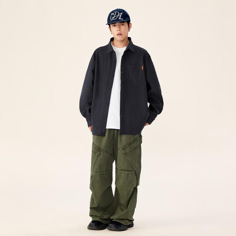 MINISO Men's Corduroy Fleece-Lined Casual Shirt Jacket