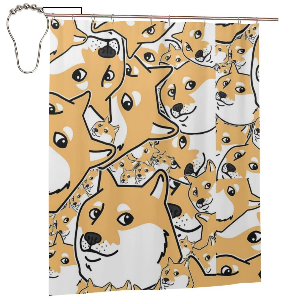 Мемы с Doge и Сиба-ину Занавеска для душа Ванная комната Полиэстер Водонепроницаемые Занавески для ванны С крючками
