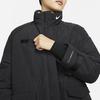 Nike Solid Color Logo Print Zipper Pocket Mid-Length Cotton Coat Women Coats Black DD4651-010
