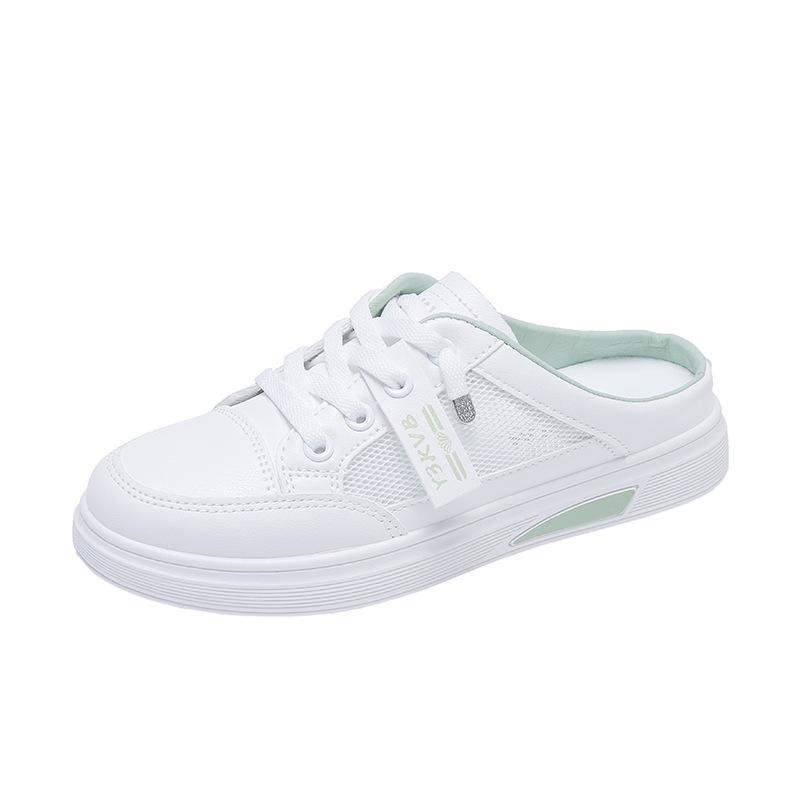 Baotou полутапочки женские верхняя обувь лето 2025 новые повседневные однопедальные ленивые тонкие белые туфли D207