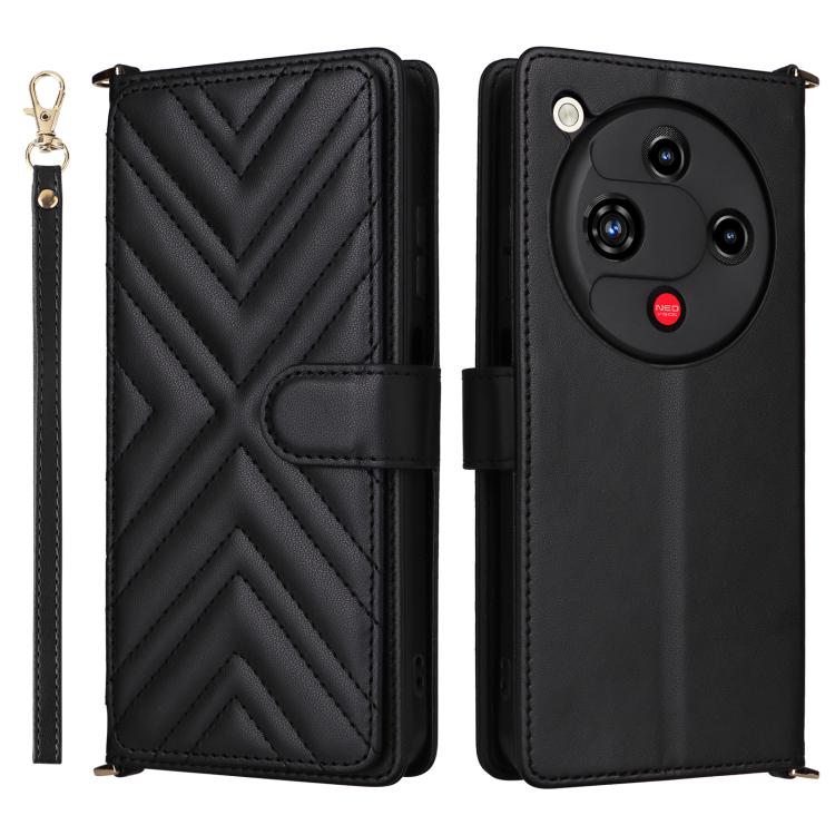 Multifunctional 6-Card Slots Leather Phone Case with Wrist Strap