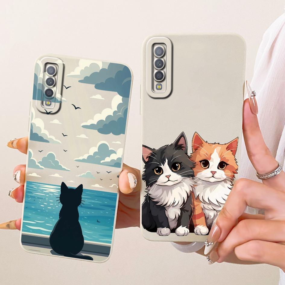 For Samsung Galaxy A7 2018 Case A750 SM-A750F Cover Lovely Cartoon Cat Soft Silicone Protection Shell For Samsung A7 2018 Bumper