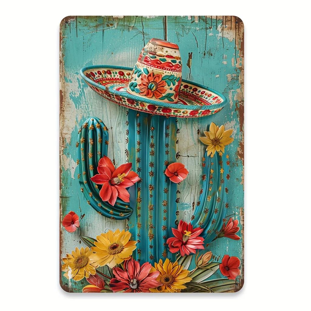 Vintage Bird Cactus Flamingo Metal Tin Sign Wall Art for Home, Bar, Garage & Garden Decor | Easy-Hang Vintage Animal Design