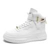 New Design Men's Skateboarding Shoes Fashion High Top Shoes Men White Sneakers Comfortable Leather Lace-up Men Platform Sneakers