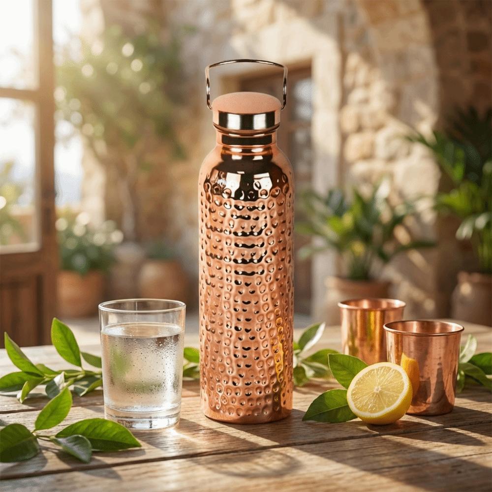 Portable Electroplated Copper Water Bottle 304 Stainless Steel Sports Water Bottle Outdoor Sports