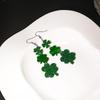 Silver Needle Mori Style Four-Leaf Clover Acrylic Earrings - Fresh, Elegant, Green Shamrock Design