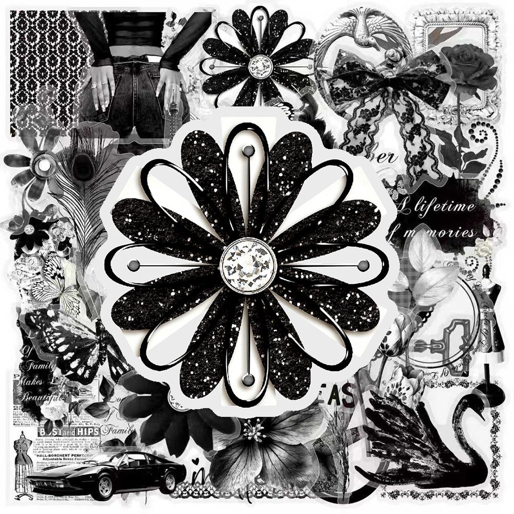 10 30 50Pcs Black White Ins Style Art Cartoon Stickers Aesthetic Decals Diy Motorcycle Motorcycle Notebook Cool Graffiti Sticker