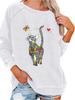 Women's Pullover Sweatshirt Oversized Sweatshirt Women's Spring/Fall Fashion Cat Print Top