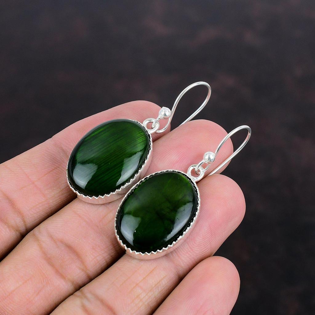 Серьги из зеленого огненного лабрадорита, настоящие драгоценные камни, серьги из стерлингового серебра 925 пробы, серьги ручной работы, подарки для нее, настоящие ювелирные изделия из лабрадорита