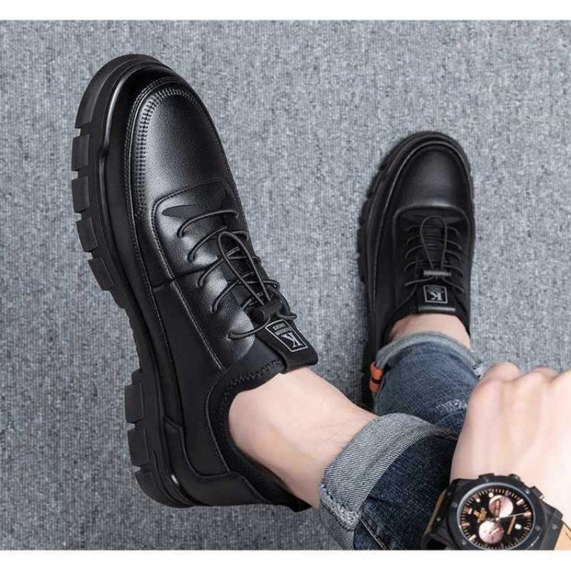 Мужская кожаная обувь, повседневная обувь, дышащая и легкая мужская кожаная обувь в британском стиле