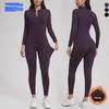High-Intensity Outdoor Yoga Jumpsuit with Zipper and Velvet for Warmth