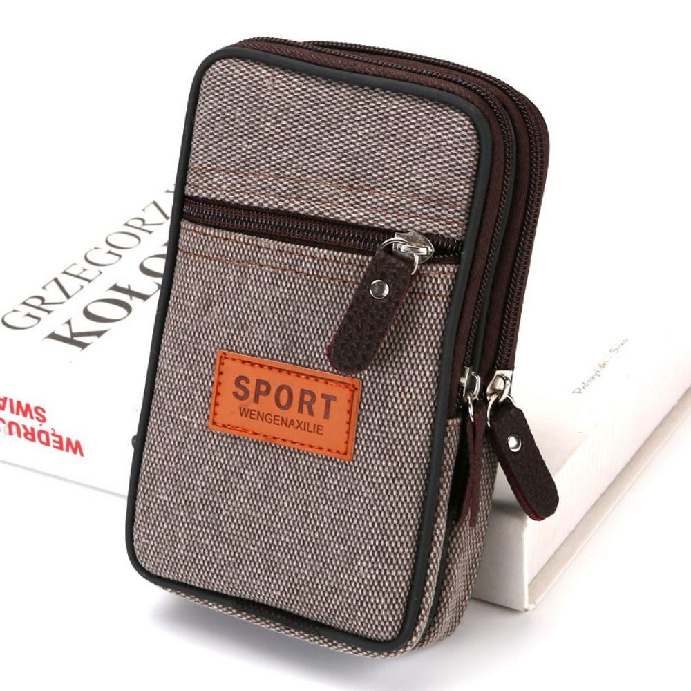 Double Layer Mobile Phone Bags Horizontal Style Mobile Phone Purse Belt Waist Bag Camping