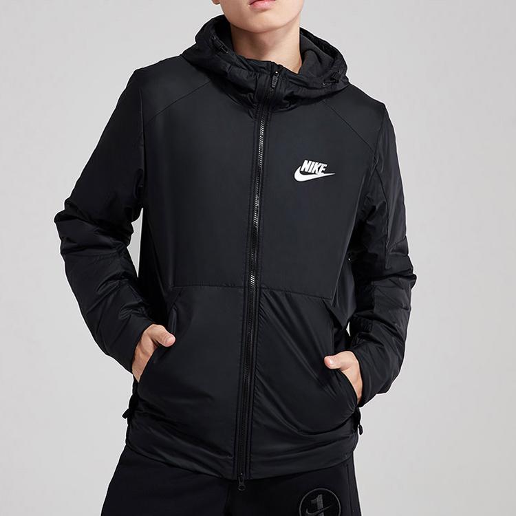Nike Спортивная ветрозащитная хлопковая куртка с капюшоном Мужская верхняя одежда Черный 861789-010