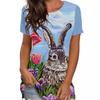 Летний топ с круглым вырезом и принтом в виде пасхального кролика в 3D-стиле, модные повседневные женские футболки с короткими рукавами