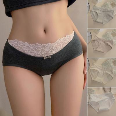 Женское хлопковое нижнее белье со средней посадкой, бесшовные трусики-хипстеры, мягкие эластичные сексуальные кружевные бикини