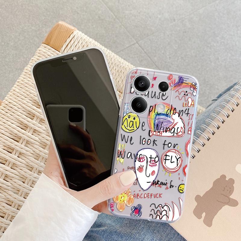 Чехол Graffiti Expression для iPhone Samsung A55 M34 S24 Xiaomi Redmi 13 Pro 14 Huawei Honor, противоударный бампер для телефона TPU, устойчивый к царапинам, прозрачная задняя крышка