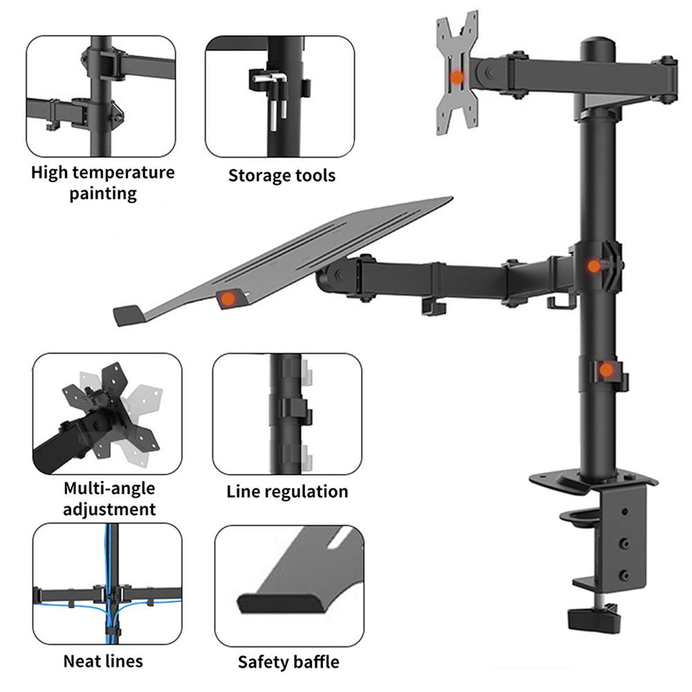 Universal Monitor Laptop Clamp Stand Adjustable 360° Rotating Ergonomic Desk Bracket Monitor Mount for Office Room Computer Work