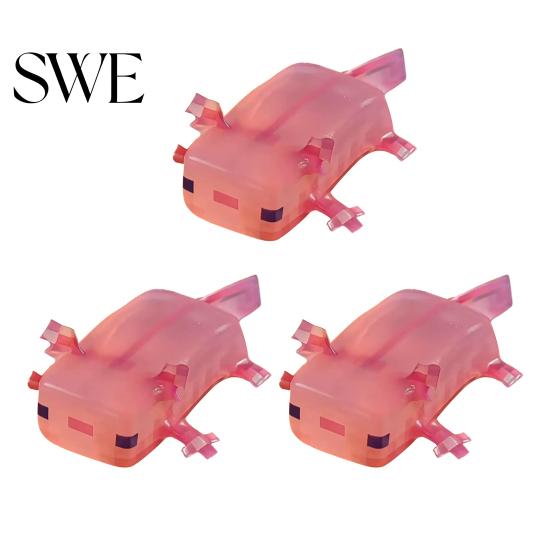 Cute Pixel Axolotl Toy Squeeze Pink Style Stress Relief Portable Soft Animal Fidget Gift for Kids Adults Birthday Festival Party Favors Cartoon