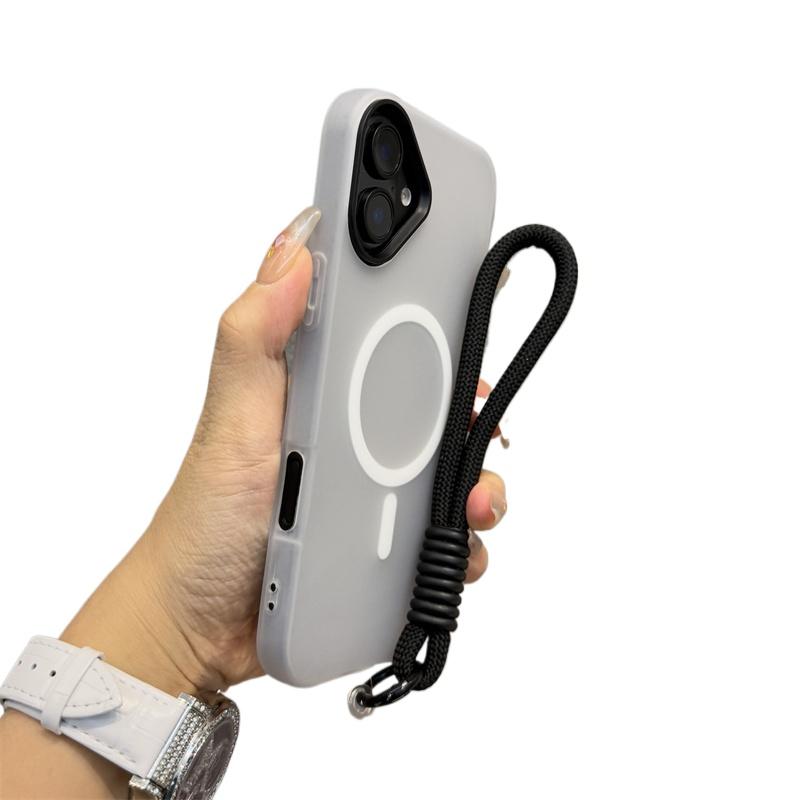 Новый 3 В 1 со шнурком Чехол для Magsafe для iPhone 17 16e 16 15 14 Plus 13 11 12 Pro Max Магнитная беспроводная зарядка Матовый чехол