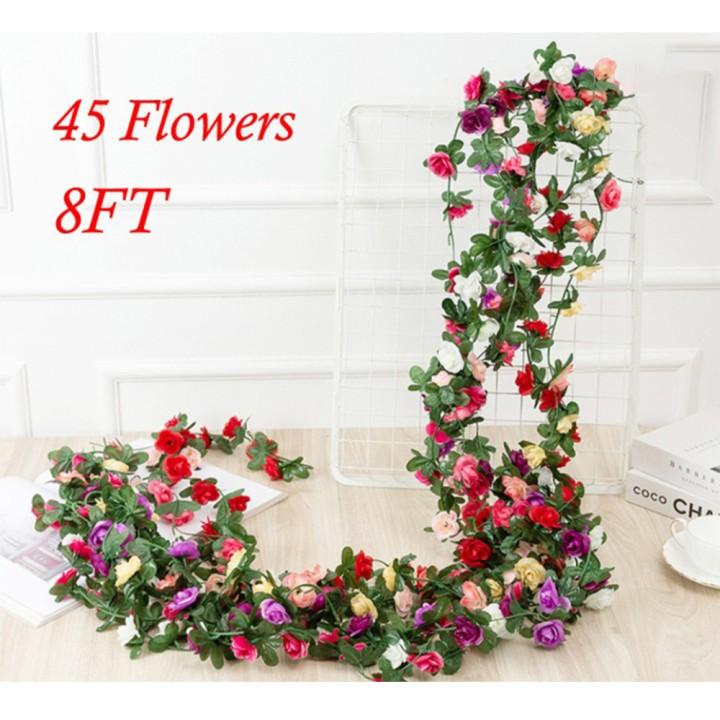 Стильная 45 цветов шелковая роза подвесная гирлянда для декора кабинета