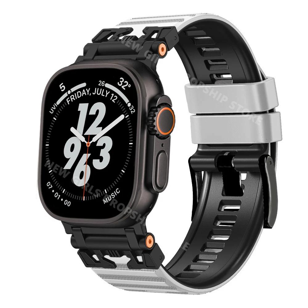 Силиконовый спортивный ремешок для Apple Watch 10 46 мм Ultra 1 2 49 мм Мягкий плетеный браслет для Iwatch Series 9 8 7 6 5 4 Se 45 мм 44 мм Ремешок
