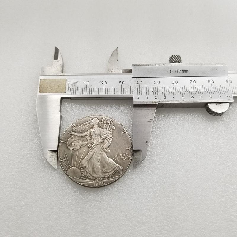 Старинная памятная серебряная монета в виде американского статуи Свободы 1906 года, диаметр 39 мм