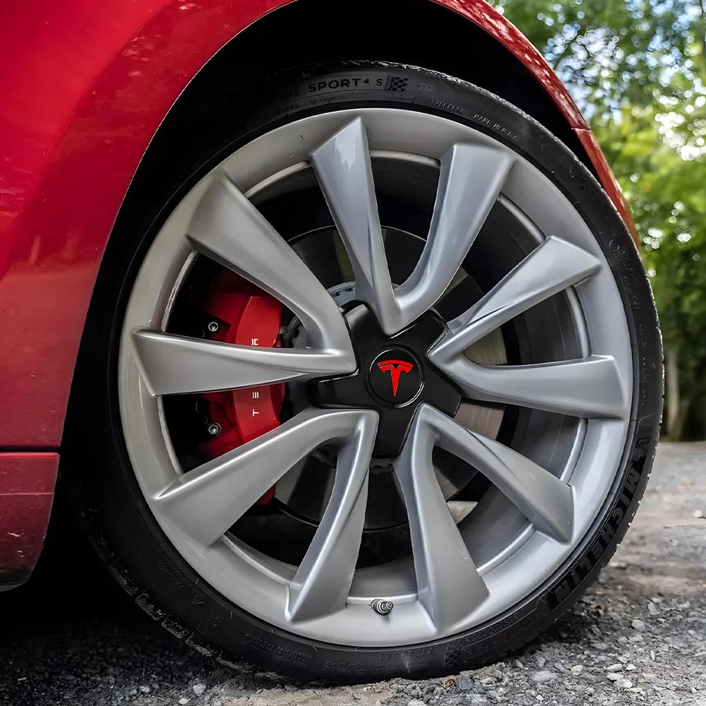 4pcs Car Wheel Center Cap Hub Cover Badge For Tesla Model 3 Model X Model Y 2016 2017 2018 2019 2020 2021 2022 2023 2024 2025