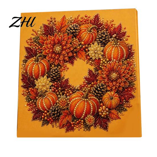 DIY Craft Projects for Kids Pumpkin Faux Pearl Art Kit, Fall Wreath Painting Autumn Harvest Cozy Thanksgiving Decor 3D Bead Kit Adults Beginners, Home