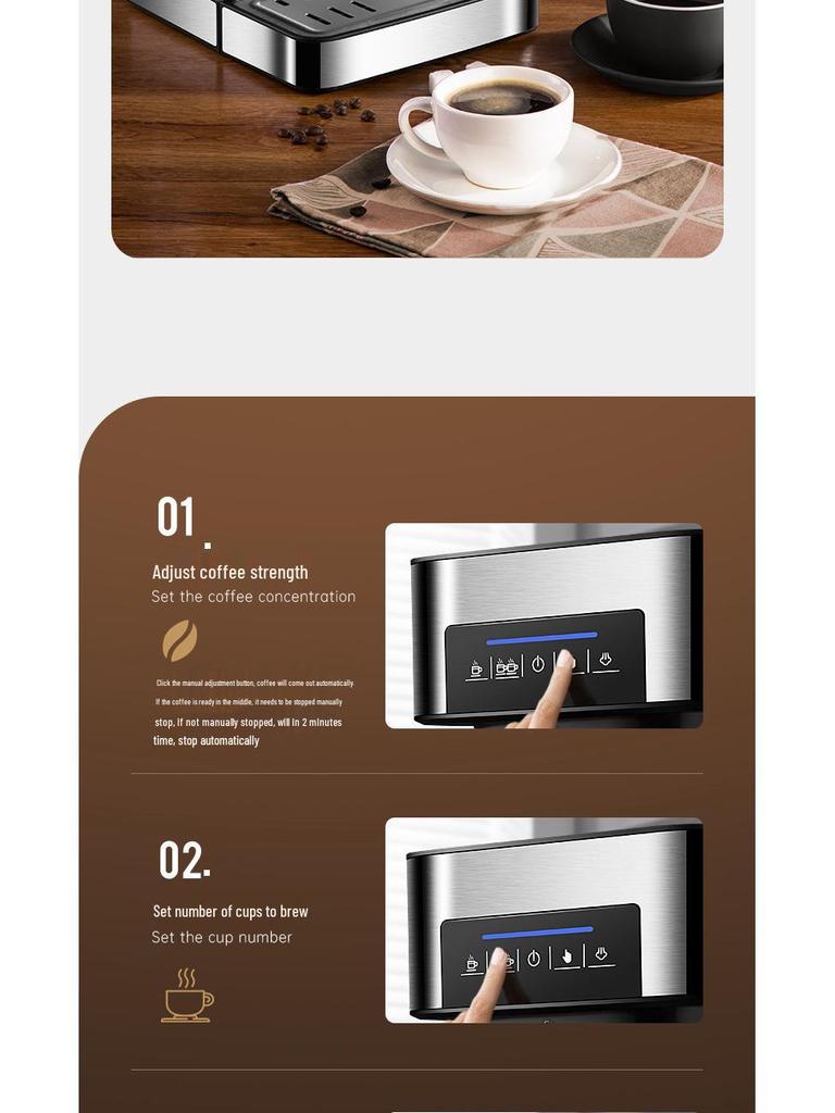 Итальянская полуавтоматическая кофемашина, пар высокого давления 20 бар, компактная для дома или офиса, капучинатор в комплекте