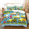 Комплект постельного белья с 3D-треком, мультяшный инженерный автомобиль, пуховый пододеяльник с принтом, 2/3 шт. DE135 * 200, полноразмерное украшение для детской комнаты