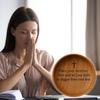 Wooden Prayer Bowl Handcrafted Round Dough Bowl with Carved Pattern Faith Based Encouragement Gift for Christian Prayer