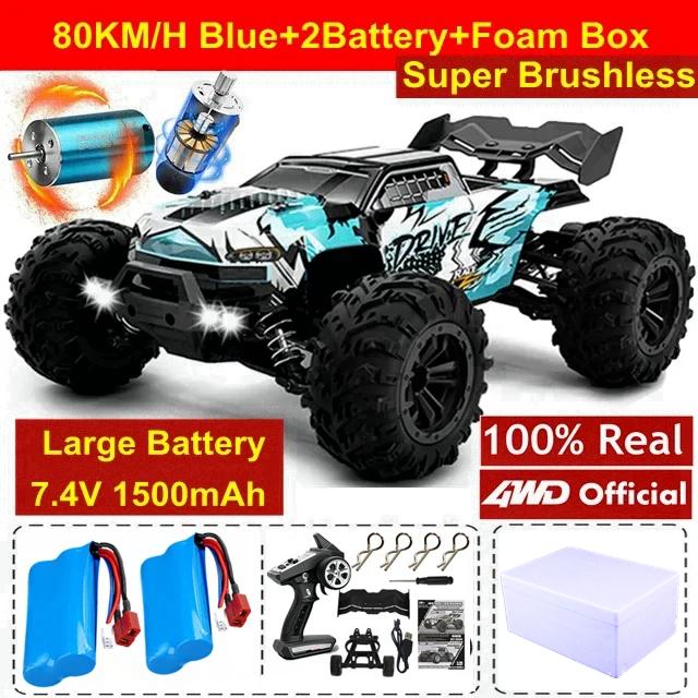 swpzb8 Super Brushless 80KM or 50KM/H 4WD RC Car With LED Remote Control Cars High Speed Drift Racing 4x4 Off Road Truck Kid Adult Toy