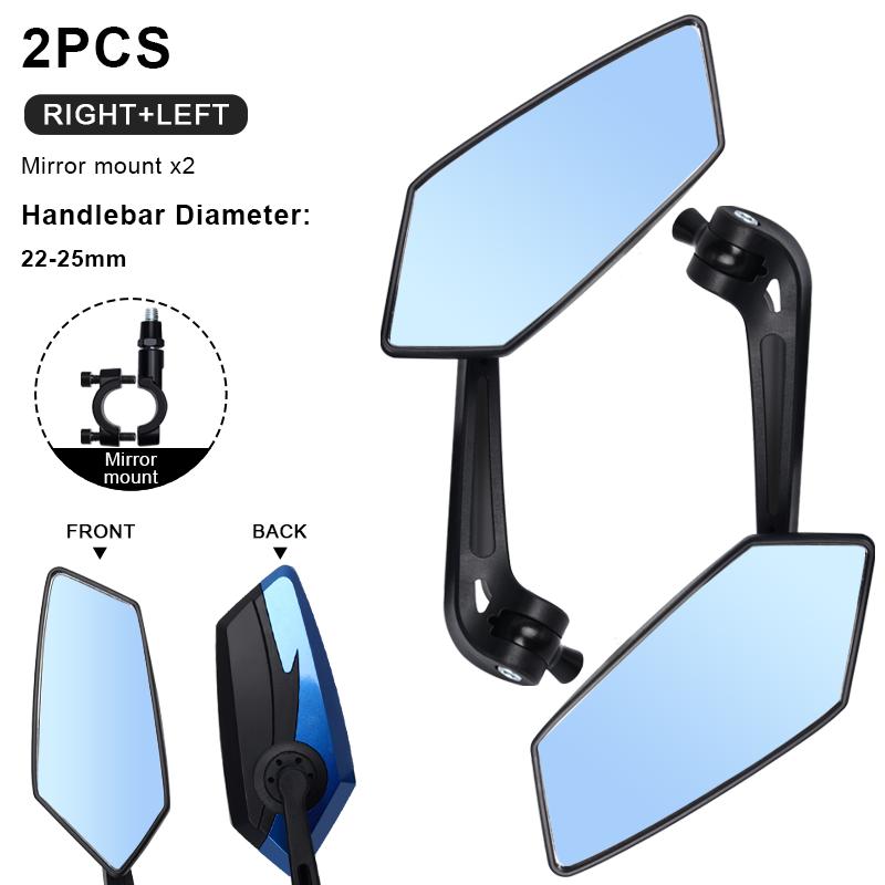 Bicycle Rear View Mirror Wide Range Reflector Two-Color Wide Angle Adjustable Bike Handlebar Rearview Mirrors MTB Accessories