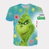 New 2025 Christmas Cartoon Green Fur Monster 3D Printed Men  Short Sleeve Grinch