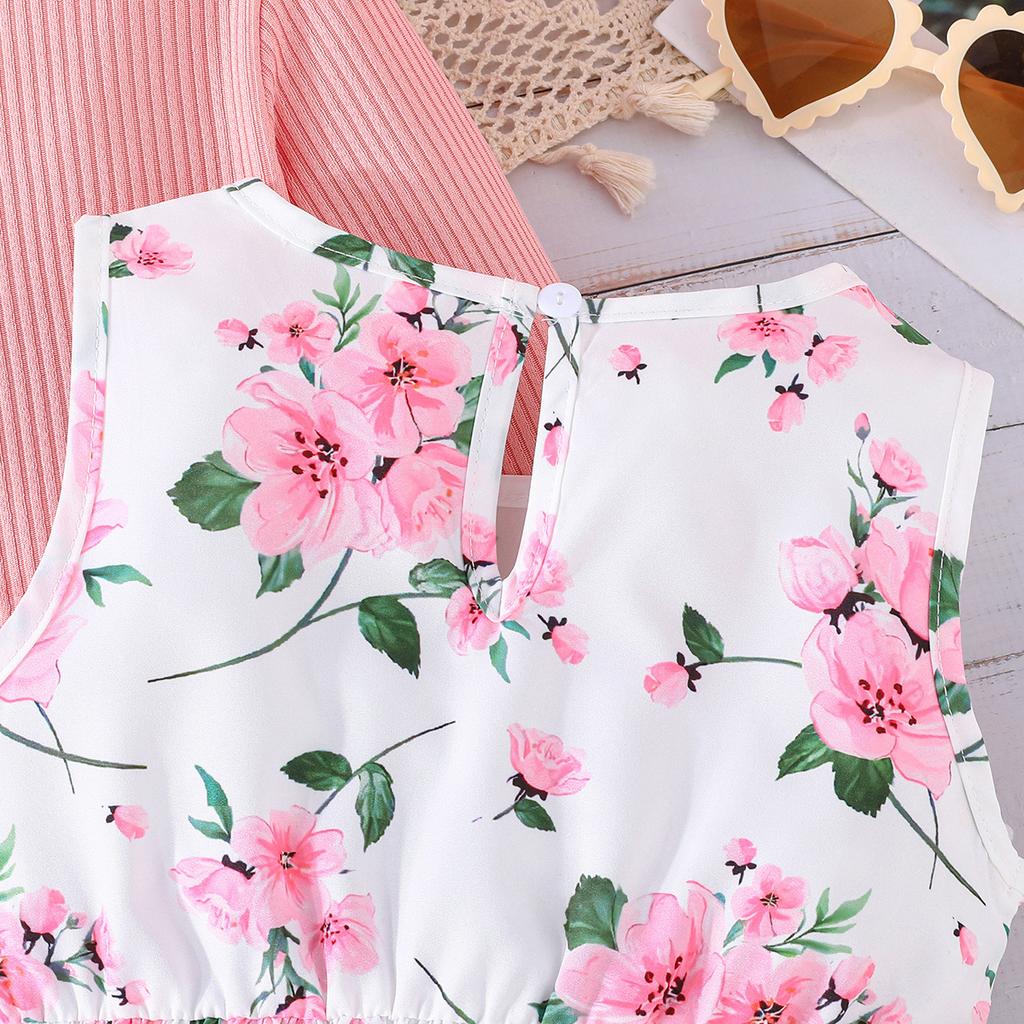 Children's 2-8Y Skirts Spring and Autumn Models Baby Colorful Halter Dress + Solid Color Jacket Fashion Baby Suit