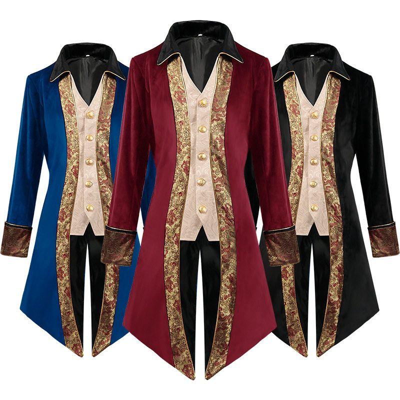 European and American Men's Steampunk Medieval Jacket Gothic Outerwear Uniform Gothic Coat Uniform
