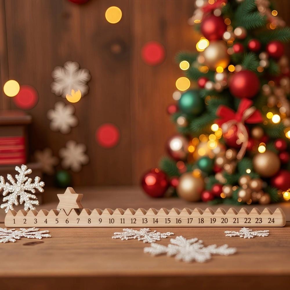 Fashion Wooden Christmas Countdown Calendar Stairs Climbing Stars Advent Calendar New Year Xmas Ornament Desk Decoration