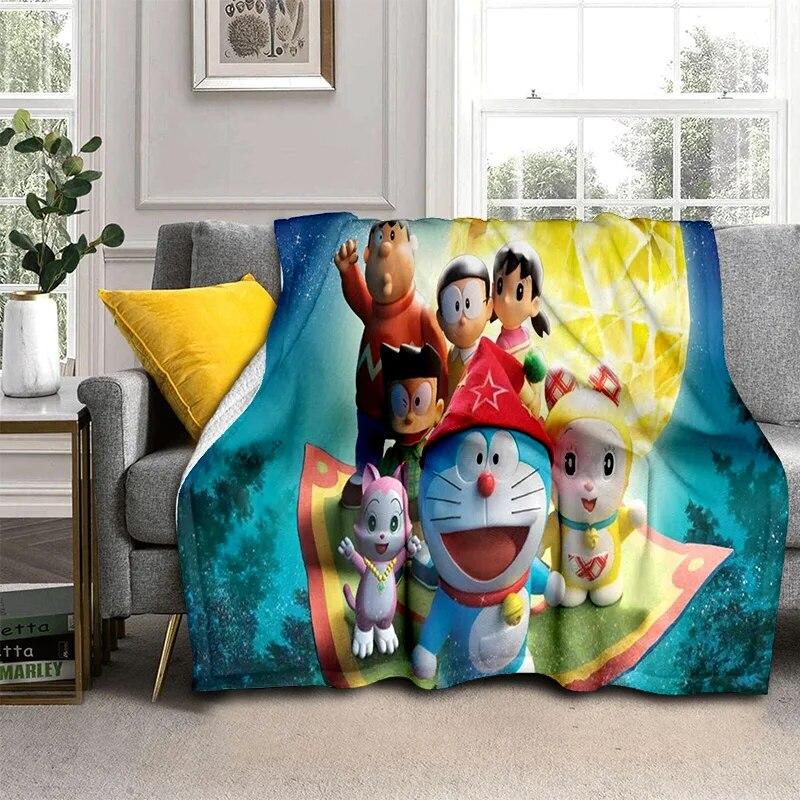 3D Printing D-Doraemon Anime Cartoon Blanket,Soft Throw Blanket for Home Bedroom Bed Sofa Picnic Travel Office Cover Blanket Kid