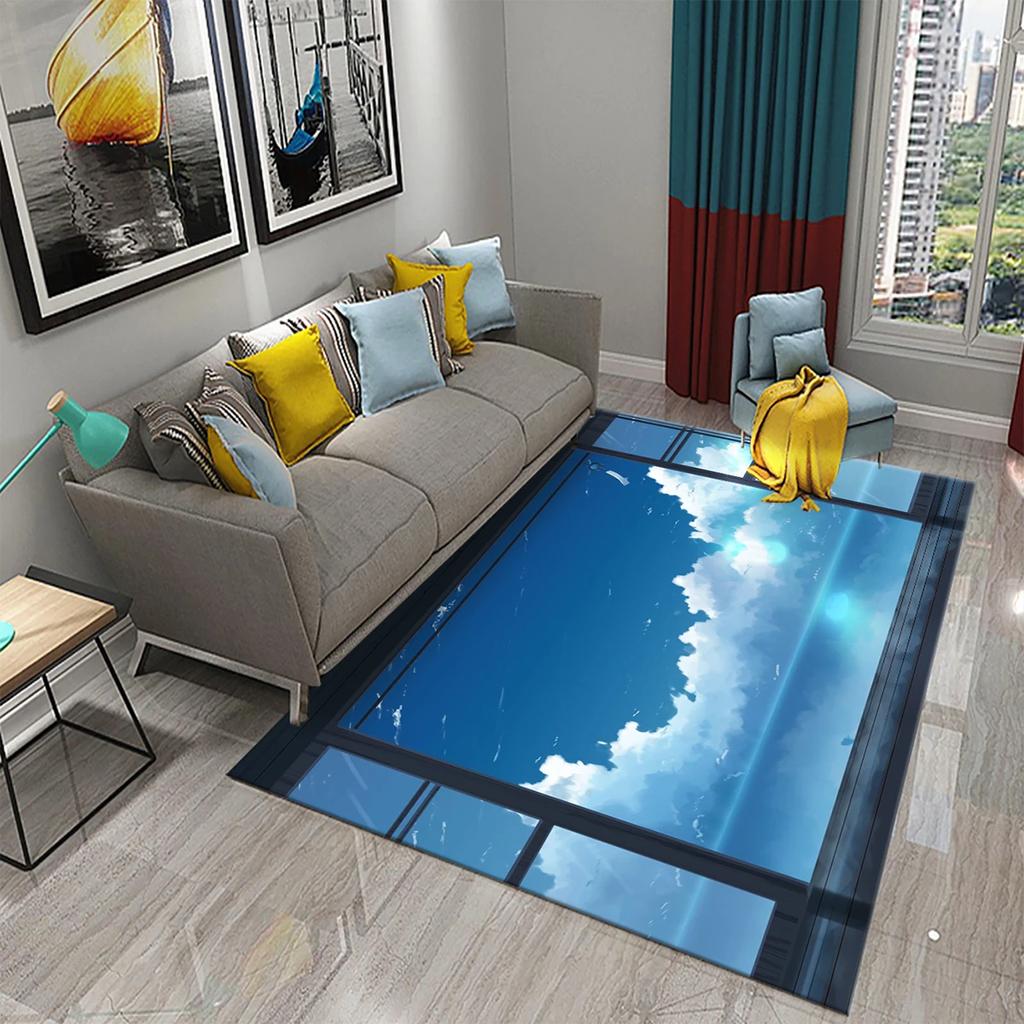 3D Современный ковер с пейзажем за окном Красивый вид за окном Коврики Кухня Ванная Нескользящий коврик Ковры для декора гостиной и спальни