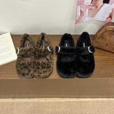 2025 новая корейская версия туфли-лодочки с круглым носком, ремешком на одну пуговицу, бархатной теплой толстой подошвой, повседневные, в стиле Бокен, ретро, женские