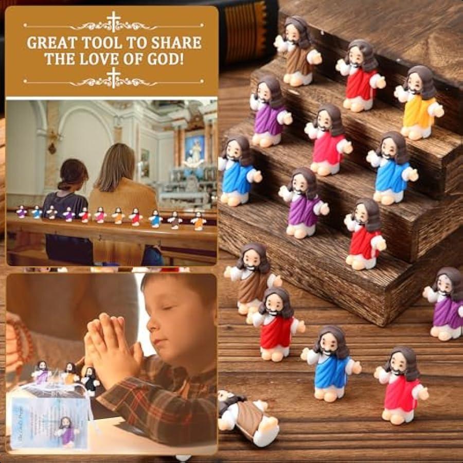 Баридат 50 Наборов Мини Фигурки Иисуса с Молитвенной Карточкой и Мешочками Оптом Маленькие Фигурки Иисуса Крошечные Миниатюры для Религиозных Подарков на Вечеринку