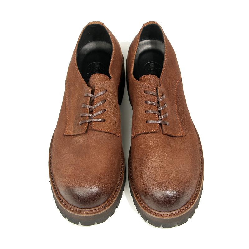 16-2 масляно-воск матовые большие кожаные туфли ретро-туфли с круглым носком толстая подошва модные простые повседневные кожаные туфли