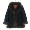 Long Sleeve Real Fur Mouton Coat M Black Wool Women Used