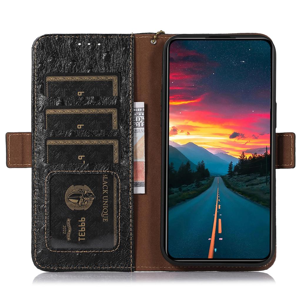 For Asus ROG Phone 8 5G/Phone 8 Pro 5G Ostrich Texture Wallet Case Genuine Cow Leather Phone Cover